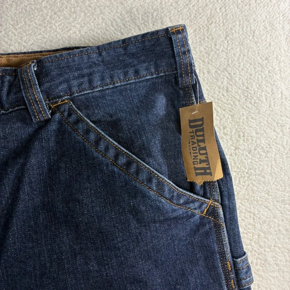 Duluth‎ Trading Co Flex Ballroom Jeans Men 42x30 Blue Carpenter Work Pants NWT